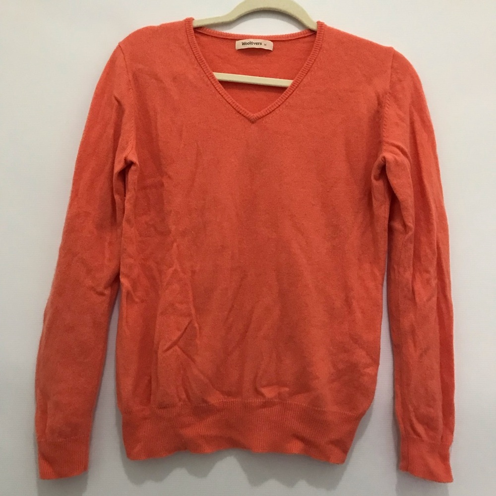 Woolovers Merino Wool and Cashmere V-Neck Sweater Size M